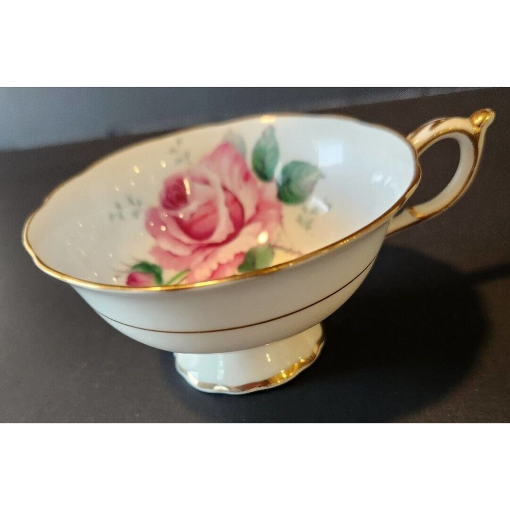 Paragon Double Warrant Cabbage Rose Teacup w/Pale Blue/Pink Gold, Footed